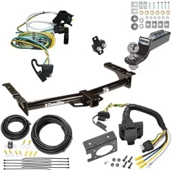 Trailer Hitch Tow Package w/ 7-Way RV Wiring For 95-03 Ford Econoline Van All Exc Shuttle Bus w/ 2" Drop Mount 2" Ball Class 4 2" Receiver
