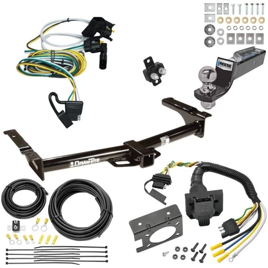 Trailer Hitch Tow Package w/ 7-Way RV Wiring For 95-03 Ford Econoline Van All Exc Shuttle Bus w/ 2" Drop Mount 2" Ball Class 4 2" Receiver