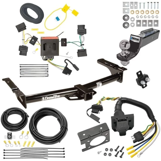 Trailer Hitch Tow Package w/ 7-Way RV Wiring For 08-14 Ford Econoline Van All Exc Shuttle Bus w/ 2" Drop Mount 2" Ball Class 4 2" Receiver