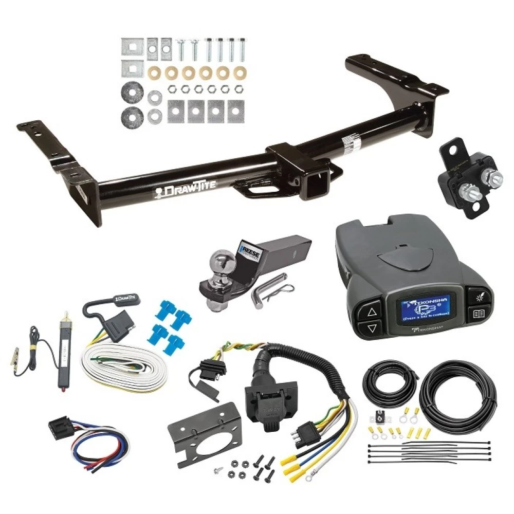 Trailer Hitch Tow Package Prodigy P3 Brake Control For 75-07 Ford Econoline Van Except Shuttle Bus w/ 7-Way RV Wiring 2" Drop Mount 2" Ball Class 4 2" Receiver Draw-Tite Tekonsha