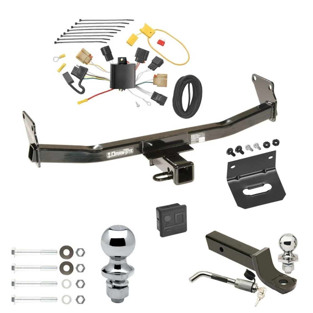 Ultimate Tow Package For 07-07 Jeep Patriot 07-10 Compass Trailer Hitch w/ Wiring 2" Drop Mount Dual 2" and 1-7/8" Ball Lock Bracket Cover 2" Receiver