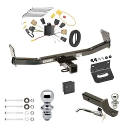 Ultimate Tow Package For 07-07 Jeep Patriot 07-10 Compass Trailer Hitch w/ Wiring 2" Drop Mount Dual 2" and 1-7/8" Ball Lock Bracket Cover 2" Receiver