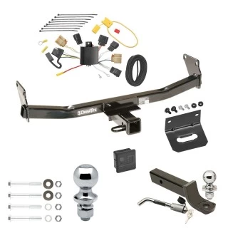 Ultimate Tow Package For 07-07 Jeep Patriot 07-10 Compass Trailer Hitch w/ Wiring 2" Drop Mount Dual 2" and 1-7/8" Ball Lock Bracket Cover 2" Receiver