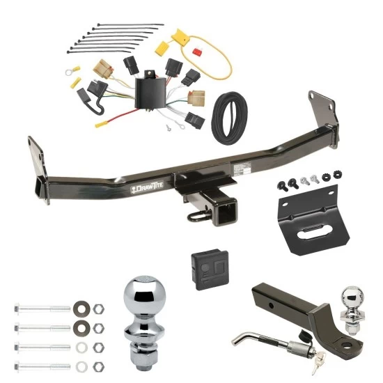 Ultimate Tow Package For 07-07 Jeep Patriot 07-10 Compass Trailer Hitch w/ Wiring 2" Drop Mount Dual 2" and 1-7/8" Ball Lock Bracket Cover 2" Receiver