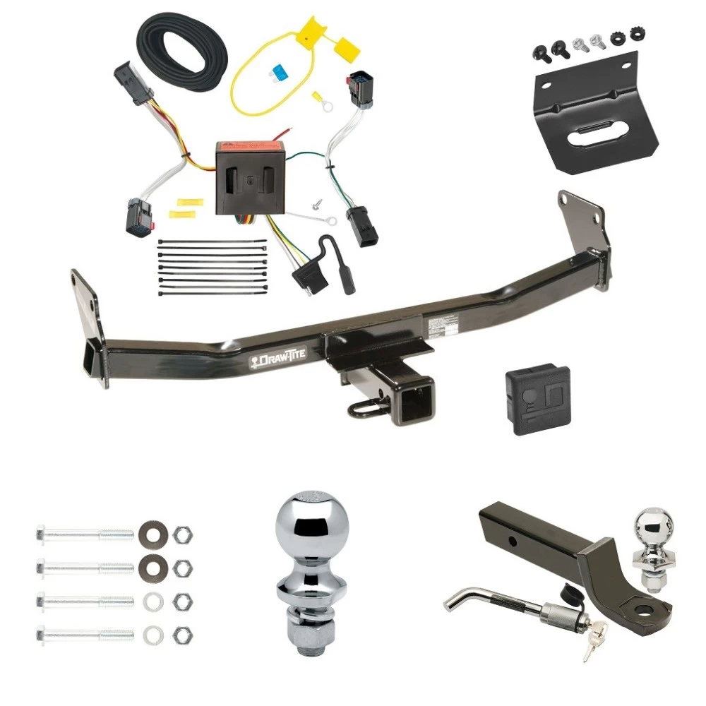 Ultimate Tow Package For 11-16 Jeep Compass 17-17 (Old Body Style) Trailer Hitch w/ Wiring 2" Drop Mount Dual 2" and 1-7/8" Ball Lock Bracket Cover 2" Receiver