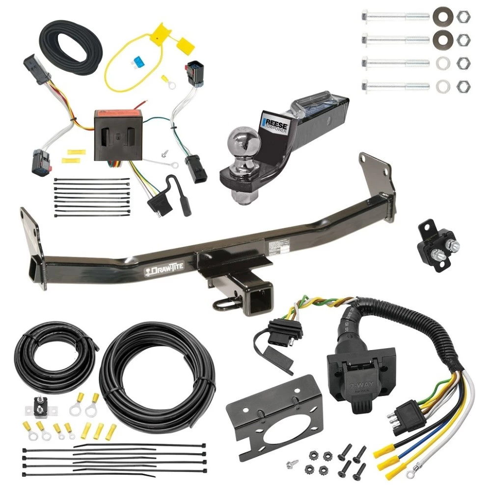 Trailer Hitch Tow Package w/ 7-Way RV Wiring For 11-16 Jeep Compass 17-17 (Old Body Style) w/ 2" Drop Mount 2" Ball Class 3 2" Receiver