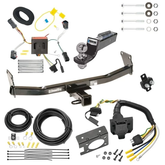 Trailer Hitch Tow Package w/ 7-Way RV Wiring For 11-16 Jeep Compass 17-17 (Old Body Style) w/ 2" Drop Mount 2" Ball Class 3 2" Receiver