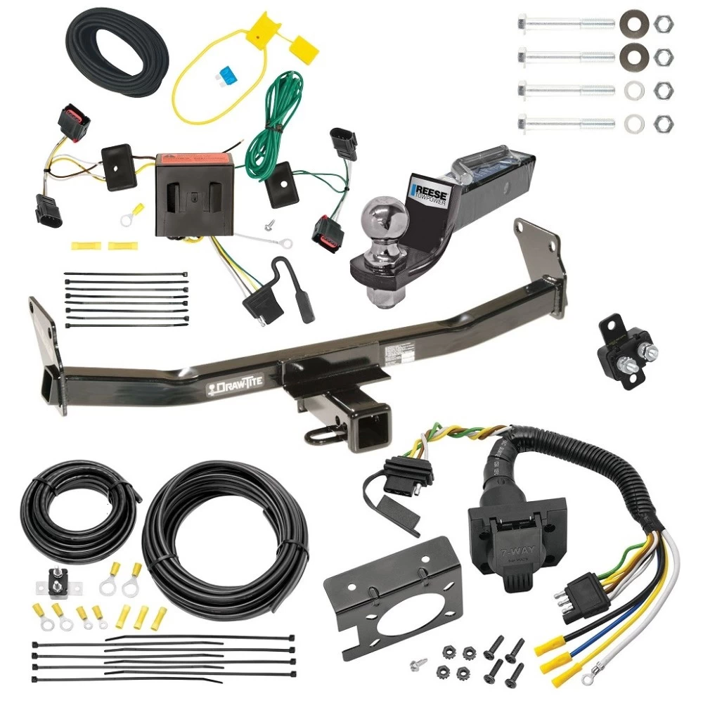 Trailer Hitch Tow Package w/ 7-Way RV Wiring For 08-17 Jeep Patriot All Models w/ 2" Drop Mount 2" Ball Class 3 2" Receiver