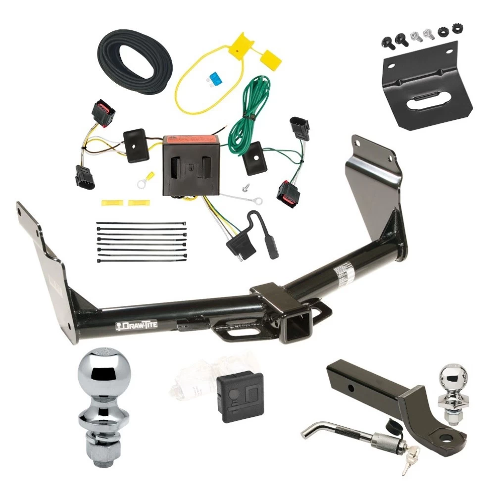 Ultimate Tow Package For 11-13 Dodge Durango All Models Trailer Hitch w/ Wiring 2" Drop Mount Dual 2" and 1-7/8" Ball Lock Bracket Cover 2" Receiver