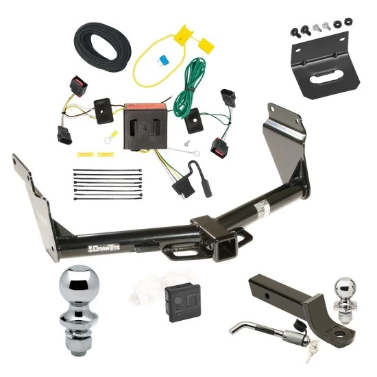 Ultimate Tow Package For 11-13 Dodge Durango All Models Trailer Hitch w/ Wiring 2" Drop Mount Dual 2" and 1-7/8" Ball Lock Bracket Cover 2" Receiver
