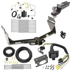 Trailer Hitch Tow Package w/ 7-Way RV Wiring For 14-21 Jeep Grand Cherokee EcoDiesel w/ 2" Drop Mount 2" Ball Class 4 2" Receiver