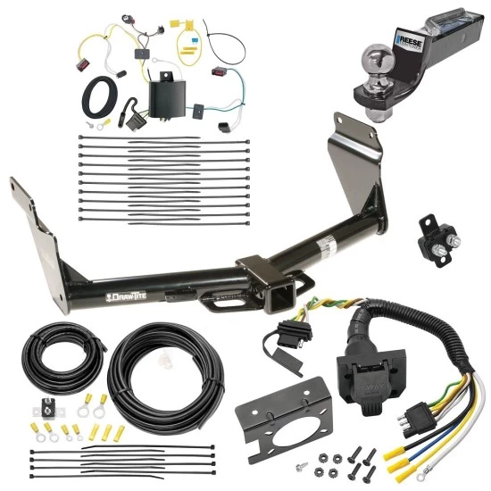 Trailer Hitch Tow Package w/ 7-Way RV Wiring For 14-21 Jeep Grand Cherokee EcoDiesel w/ 2" Drop Mount 2" Ball Class 4 2" Receiver