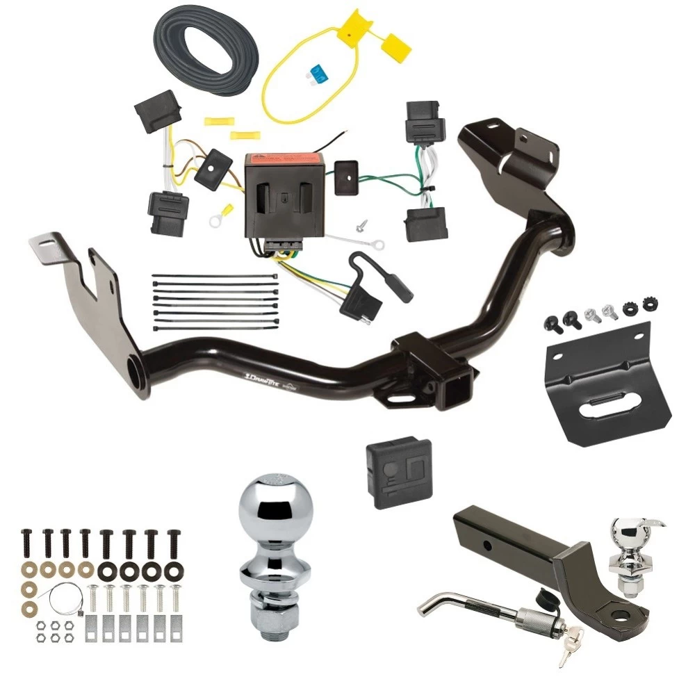 Ultimate Tow Package For 05-11 Mercury Mariner 08-11 Mazda Tribute 08-12 Ford Escape Trailer Hitch w/ Wiring 2" Drop Mount Dual 2" and 1-7/8" Ball Lock Bracket Cover 2" Receiver