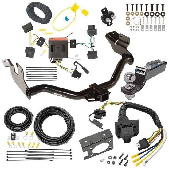 Trailer Hitch Tow Package w/ 7-Way RV Wiring For 05-11 Mercury Mariner 08-11 Mazda Tribute 08-12 Ford Escape w/ 2" Drop Mount 2" Ball Class 3 2" Receiver