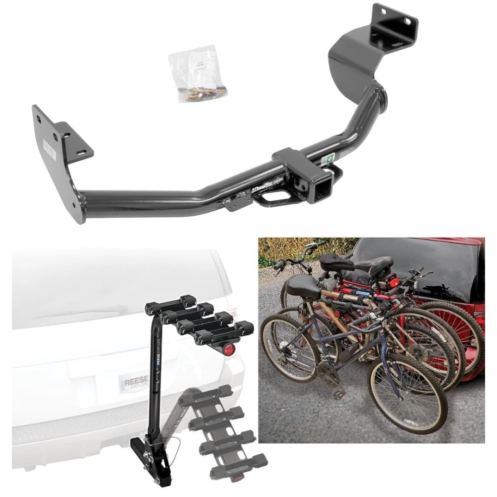 Trailer Hitch w/ 4 Bike Rack For 13-18 Hyundai Santa Fe Sport 5Passenger 14-15 Kia Sorento Approved for Recreational & Offroad Use Carrier for Adult Woman or Child Bicycles Foldable