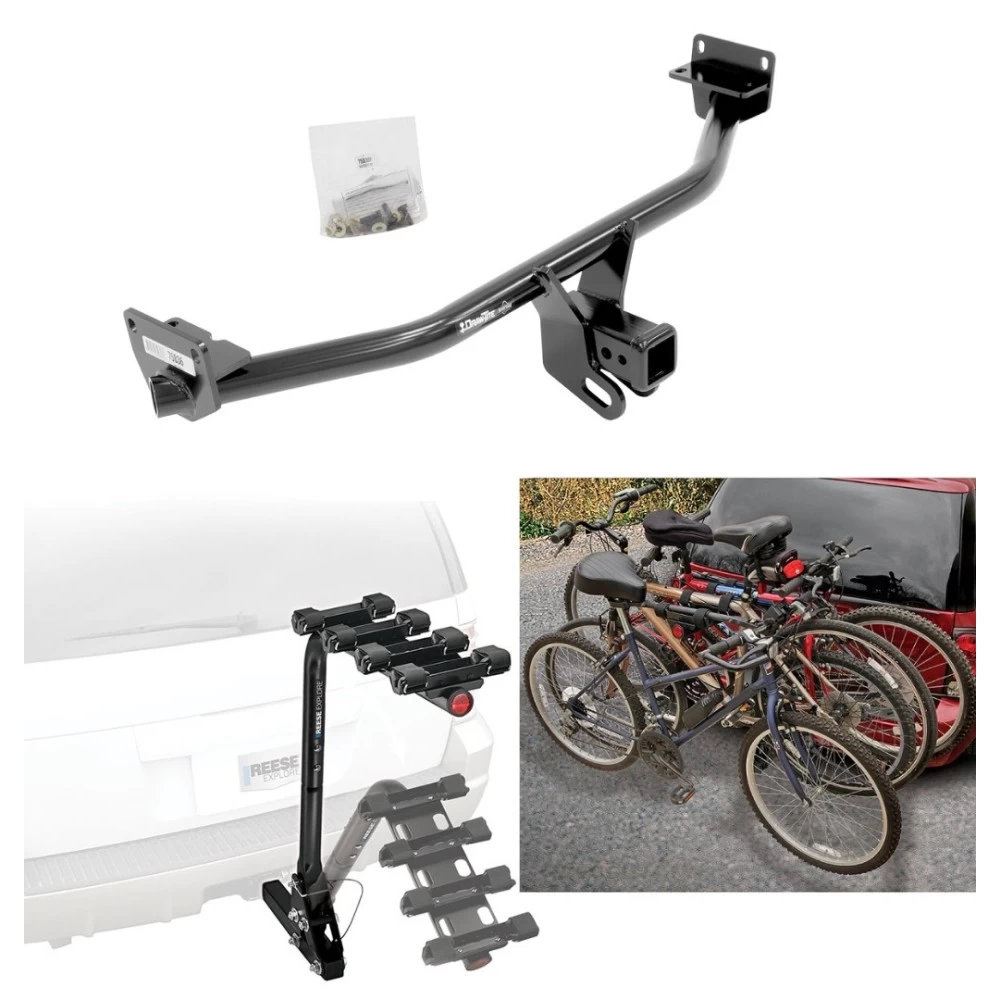 Trailer Hitch w/ 4 Bike Rack For 16-18 Hyundai Tucson 19-21 Except Night Edition Approved for Recreational & Offroad Use Carrier for Adult Woman or Child Bicycles Foldable