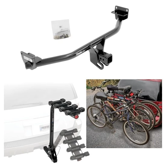 Trailer Hitch w/ 4 Bike Rack For 16-18 Hyundai Tucson 19-21 Except Night Edition Approved for Recreational & Offroad Use Carrier for Adult Woman or Child Bicycles Foldable