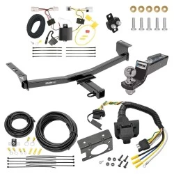 Trailer Hitch Tow Package w/ 7-Way RV Wiring For 08-20 Nissan Rogue 14-14 Rogue Select w/ 2" Drop Mount 2" Ball Class 3 2" Receiver