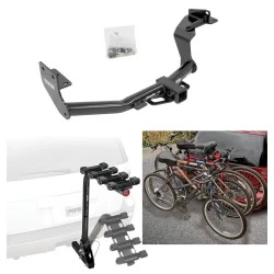 Trailer Hitch w/ 4 Bike Rack For 16-20 KIA Sorento 2019 Hyunda Santa Fe Except XL 2020 All Models Approved for Recreational & Offroad Use Carrier for Adult Woman or Child Bicycles Foldable