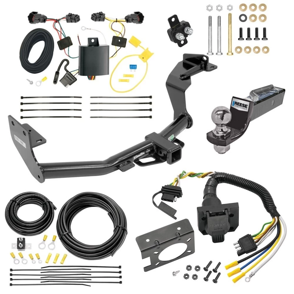 Trailer Hitch Tow Package w/ 7-Way RV Wiring For 16-20 KIA Sorento 4 Cyl. w/ 2" Drop Mount 2" Ball Class 3 2" Receiver
