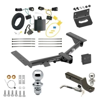 Ultimate Tow Package For 15-23 Ford Transit 150 250 350 Trailer Hitch w/ Wiring 2" Drop Mount Dual 2" and 1-7/8" Ball Lock Bracket Cover 2" Receiver