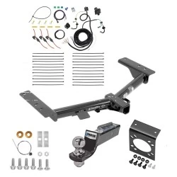 Trailer Hitch Tow Package w/ 7-Way RV Wiring For 15-27 Ford Transit 350 Dually Exc Cab & Chassis & the Cutaway w/ 2" Drop Mount 2" Ball Class 3 2" Receiver
