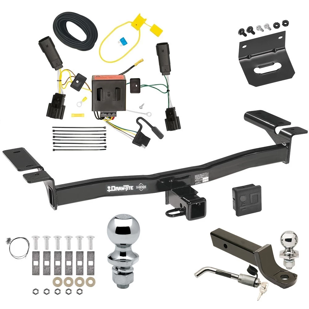 Ultimate Tow Package For 11-15 Lincoln MKX All Models Trailer Hitch w/ Wiring 2" Drop Mount Dual 2" and 1-7/8" Ball Lock Bracket Cover 2" Receiver