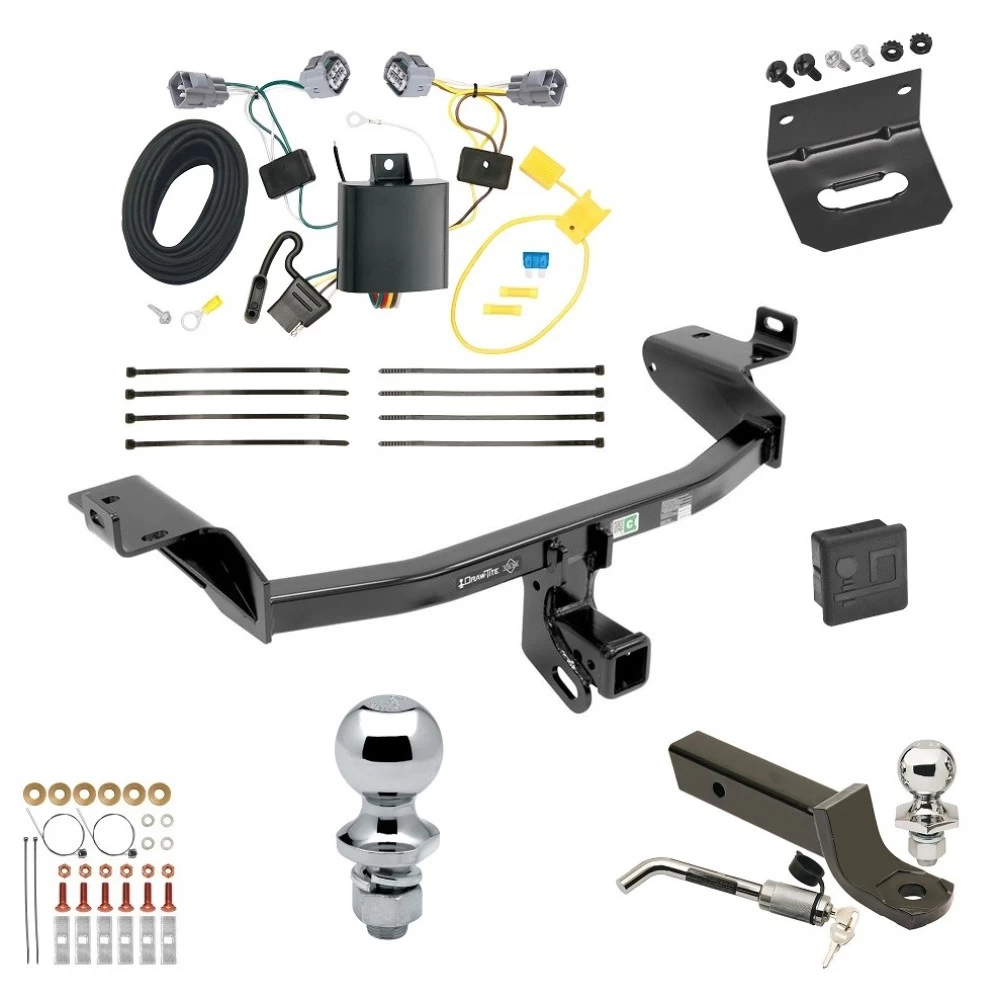 Ultimate Tow Package For 14-18 Jeep Cherokee Trailer Hitch w/ Wiring 2" Drop Mount Dual 2" and 1-7/8" Ball Lock Bracket Cover 2" Receiver