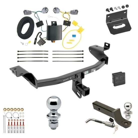 Ultimate Tow Package For 14-18 Jeep Cherokee Trailer Hitch w/ Wiring 2" Drop Mount Dual 2" and 1-7/8" Ball Lock Bracket Cover 2" Receiver