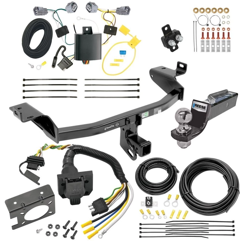 Trailer Hitch Tow Package w/ 7-Way RV Wiring For 14-18 Jeep Cherokee w/ 2" Drop Mount 2" Ball Class 3 2" Receiver