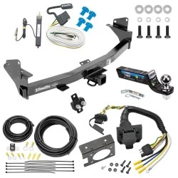 Trailer Hitch Tow Package w/ 7-Way RV Wiring For 15-22 Chevrolet Colorado GMC Canyon All Models w/ 2" Drop Mount 2" Ball Class 4 2" Receiver