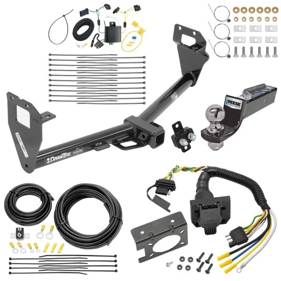 Trailer Hitch Tow Package w/ 7-Way RV Wiring For 15-23 Jeep Renegade All Models w/ 2" Drop Mount 2" Ball Class 3 2" Receiver