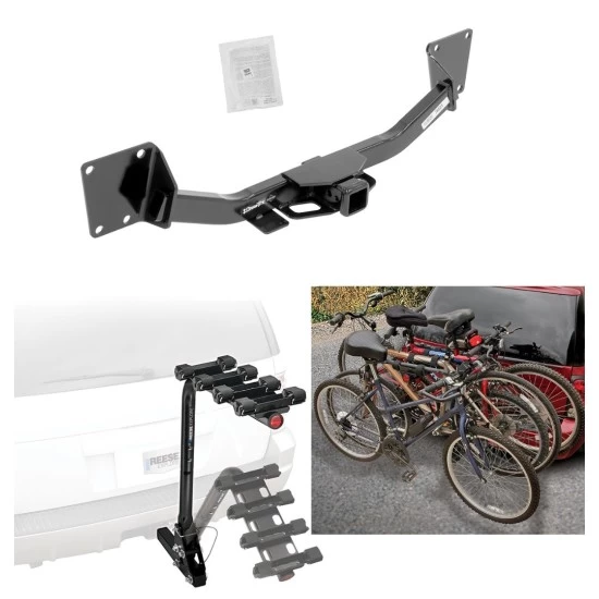 Trailer Hitch w/ 4 Bike Rack For 19-26 Chevy Blazer 17-23 GMC Acadia Approved for Recreational & Offroad Use Carrier for Adult Woman or Child Bicycles Foldable