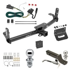 Ultimate Tow Package For 07-09 Chevrolet Equinox Pontiac Torrent Trailer Hitch w/ Wiring 2" Drop Mount Dual 2" and 1-7/8" Ball Lock Bracket Cover 2" Receiver