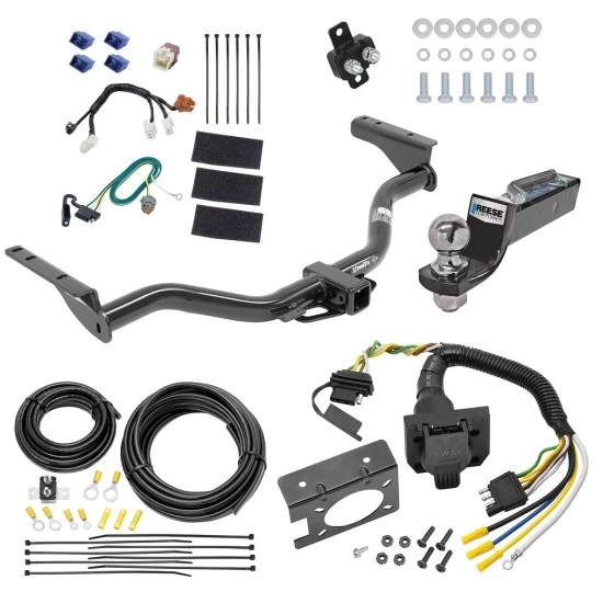 Trailer Hitch Tow Package w/ 7-Way RV Wiring For 13-20 Nissan Pathfinder 14-20 INFINITI QX60 w/ 2" Drop Mount 2" Ball Class 4 2" Receiver