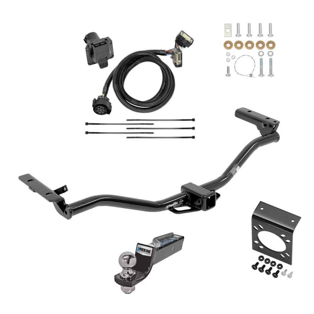 Trailer Hitch Tow Package w/ 7-Way RV Wiring For 11-19 Ford Explorer All Models w/ 2" Drop Mount 2" Ball Class 3 2" Receiver