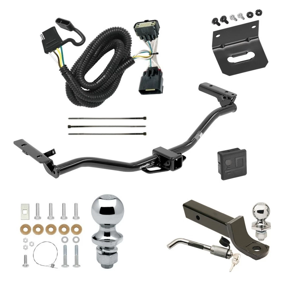 Ultimate Tow Package For 11-19 Ford Explorer All Models Trailer Hitch w/ Wiring 2" Drop Mount Dual 2" and 1-7/8" Ball Lock Bracket Cover 2" Receiver