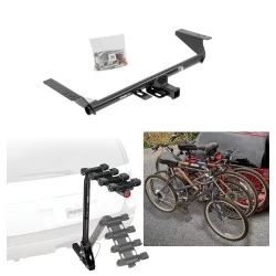 Trailer Hitch w/ 4 Bike Rack For 17-25 Chrysler Pacifica Except Hybrid 20-25 Voyager 22-23 Grand Caravan Approved for Recreational & Offroad Use Carrier for Adult Woman or Child Bicycles Foldable