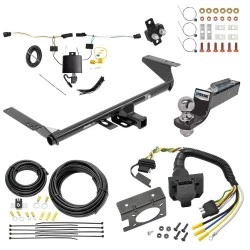 Trailer Hitch Tow Package w/ 7-Way RV Wiring For 21-25 Chrysler Pacifica Excluding Hybrid w/ 2" Drop Mount 2" Ball Class 3 2" Receiver