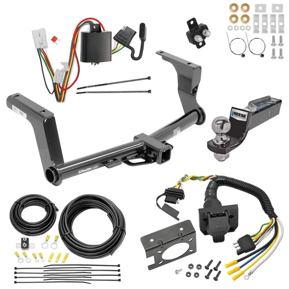 Trailer Hitch Tow Package w/ 7-Way RV Wiring For 13-15 Subaru XV Crosstrek incl Hybrid w/ 2" Drop Mount 2" Ball Class 3 2" Receiver All Models