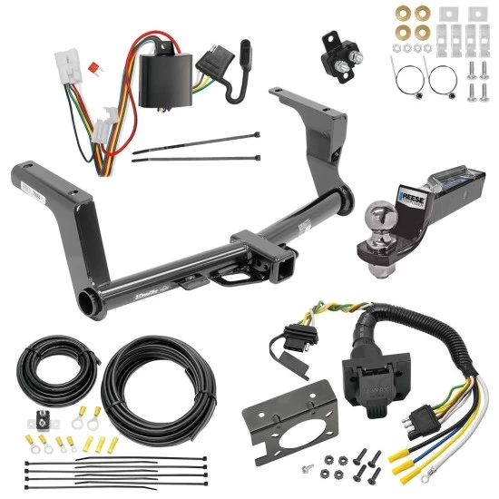 Trailer Hitch Tow Package w/ 7-Way RV Wiring For 13-15 Subaru XV Crosstrek incl Hybrid w/ 2" Drop Mount 2" Ball Class 3 2" Receiver All Models