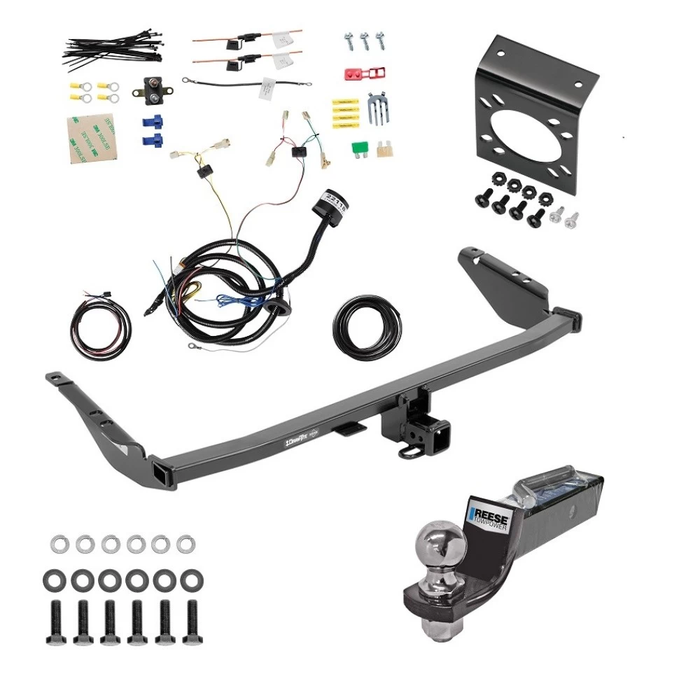 Trailer Hitch Tow Package w/ 7-Way RV Wiring For 15-20 Toyota Sienna Except SE w/ 2" Drop Mount 2" Ball Class 3 2" Receiver Except SE 