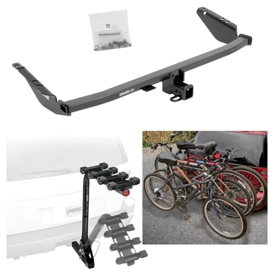 Trailer Hitch w/ 4 Bike Rack For 11-20 Toyota Sienna Approved for Recreational & Offroad Use Carrier for Adult Woman or Child Bicycles Foldable