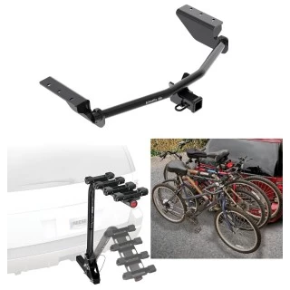 Trailer Hitch w/ 4 Bike Rack For 13-18 Toyota RAV4 Approved for Recreational & Offroad Use Carrier for Adult Woman or Child Bicycles Foldable