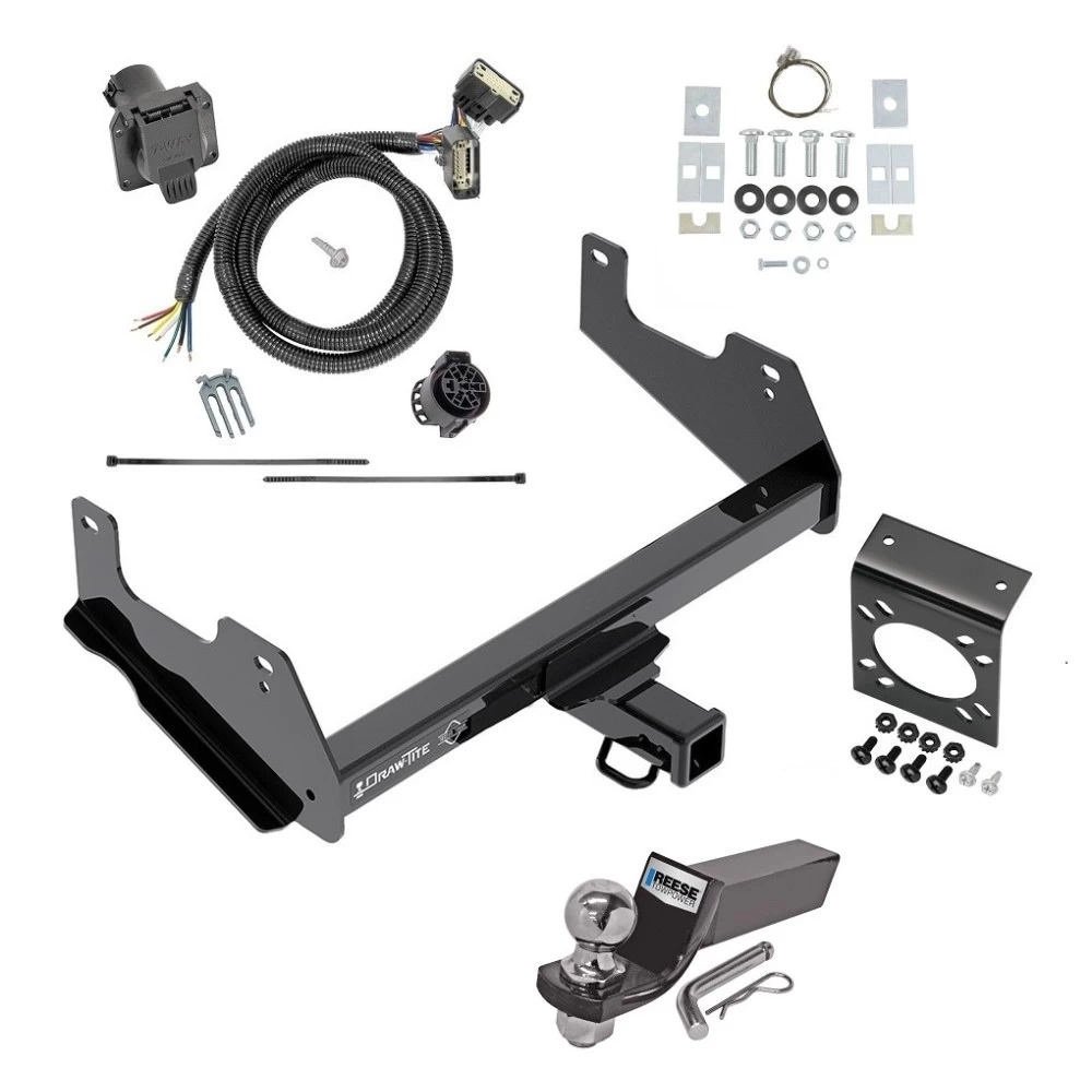 Trailer Hitch Tow Package w/ 7-Way RV Wiring For 15-25 Ford F-150 17-25 F-150 Raptor w/ 2" Drop Mount 2" Ball Class 4 2" Receiver