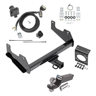 Trailer Hitch Tow Package w/ 7-Way RV Wiring For 15-25 Ford F-150 17-25 F-150 Raptor w/ 2" Drop Mount 2" Ball Class 4 2" Receiver