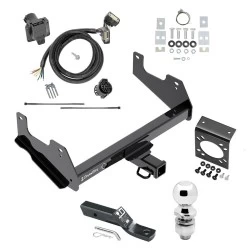 Complete Tow Package For 15-25 Ford F-150 17-25 F-150 Raptor w/ 7-Way RV Wiring Harness Kit 2" Ball and Mount Bracket 2" Receiver Class IV