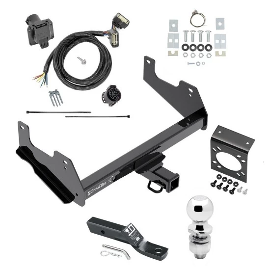 Complete Tow Package For 15-25 Ford F-150 17-25 F-150 Raptor w/ 7-Way RV Wiring Harness Kit 2" Ball and Mount Bracket 2" Receiver Class IV
