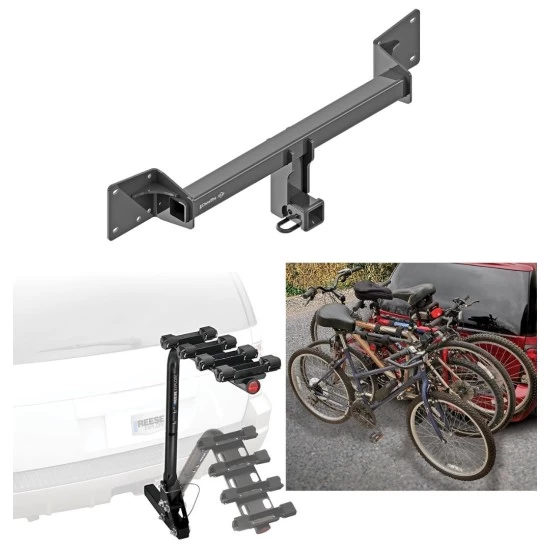 Trailer Hitch w/ 4 Bike Rack For 18-27 Audi Q5 SQ5 Approved for Recreational & Offroad Use Carrier for Adult Woman or Child Bicycles Foldable