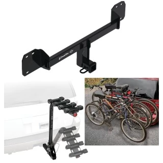 Trailer Hitch w/ 4 Bike Rack For 19-26 Volvo XC40 19-24 XC40 Recharge 22-24 C40 Recharge 25-26 EX40 Approved for Recreational & Offroad Use Carrier for Adult Woman or Child Bicycles Foldable